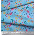 thumbnail image 3 of Soimoi Blue Rayon Fabric Flower & Butterfly Print Fabric by The Yard 56 Inch Wide, 3 of 5