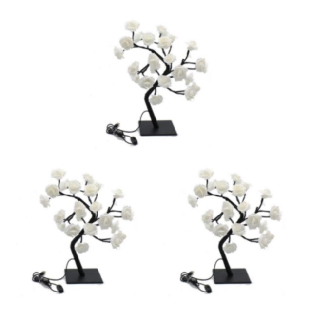 mmirethe Lighted Colorful Rose Lamp With Remote Control Best Gift Choice Wide Application white black rod 3Set