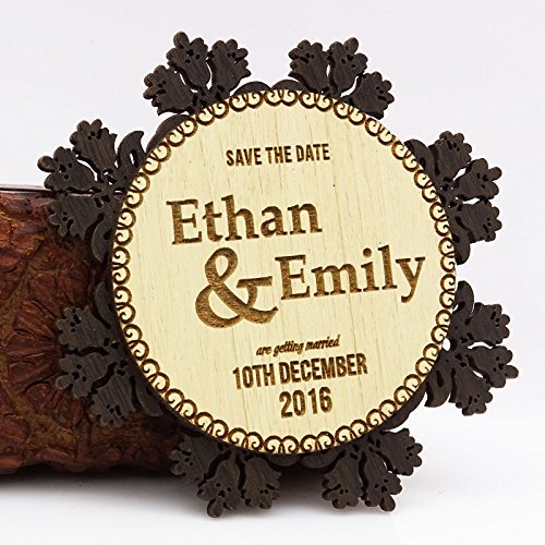 Personalized Wedding Wood Magnets 50 Rustic Save The Date Wooden Engraved Magnets Gift