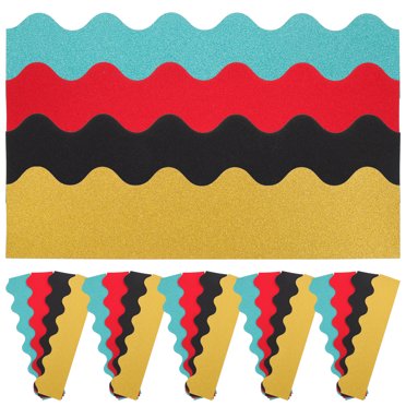 40pcs Wave Style Glitter Border Glitter Bulletin Board Borders Shine Scalloped Bulletin Board Trim