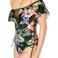thumbnail image 2 of YDX Women's Swimwear Flounce Off Shoulder One Piece Ruffles Bathing Suit, Midnight Luau, X-Small, 2 of 2