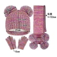 thumbnail image 3 of XASZHN New Solid Color Jacquard Children's Hat Scarf Three Piece Stock Double Hat Long Neck Warm Suit Kids Caps Multicolour One Size, 3 of 8