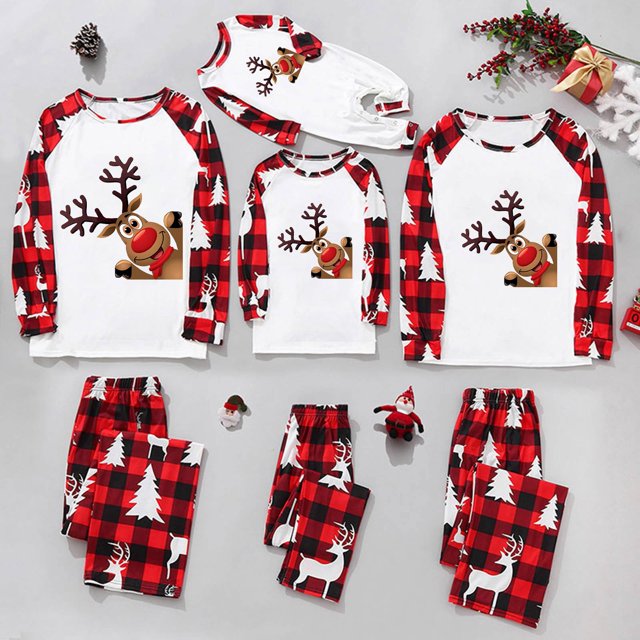 Pyjamas pour Enfants Parent-Enfant Ensemble de Noël Chaud Imprimé Tenue d'Intérieur Pyjamas Ensemble Deux Pièces pour Enfant Pyjamas Mignons en Liquidation