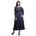 thumbnail image 1 of Bimba Robe Maxi à Volants pour Femmes, Teinture sur Nœuds, Manches Bishop, Col Rond, Taille Smockée - Grand, 1 of 5