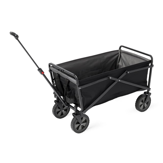 Seina 150lb Capacity Collapsible Steel Utility Wagon Cart, Black/Grey