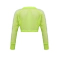 thumbnail image 4 of Manyakai Hauts en Résille à Manches Longues pour Filles Classiques, Col Rond, Sport, Danse, Court, Vert Fluorescent 6, 4 of 7