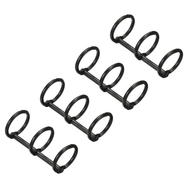 Unique Bargains 0.63' Dia. 3 Circle Detachable Metal Binder Rings Loose Leaf Rings, Black 4 Pack