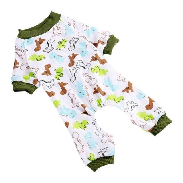 Four-legged Printed Pajamas For Pets Comfortable Four-legged Home Clothes For Dogs Cute Knitted Clothes Home Travel Pink