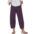 thumbnail image 2 of RXIRUCGD Capris d'Été Confortables à Jambes Larges et Amples pour Femmes, Violet, Taille : L, 2 of 5