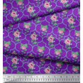 thumbnail image 3 of Soimoi Tissu en Voile de Coton Design Quatrefoil, Feuilles & Roses Imprimés Floraux au Mètre 42 Pouces de Large, 3 of 3