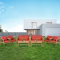 thumbnail image 1 of Gymax 8PCS Patio Acacia Wood Furniture Set PE Rattan Conversation Set w/ Red Cushions, 1 of 10