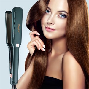 CkeyiN Professional Hair Straightener, Beauty Hair Flat Iron Temperature Adjustable Hair Straightener, 5 Gears Ion Wide Plate 44mm Straight Hair Plate