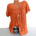 thumbnail image 1 of Jacenvly Hauts pour Femmes Liquidation Femmes Grande Taille Manches Courtes Col en V Blouse à Imprimé Chandail Hauts Manches Courtes Blouses Hauts pour Femmes Grande Taille, 1 of 8