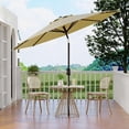 thumbnail image 4 of YUSAZENS Parasol de Table de Patio 10 Pieds Extérieur Protection UV Manivelle Levée Inclinaison à Bouton-Poussoir 8 Nervures Robustes pour Cour Terrasse Piscine Beige, 4 of 9