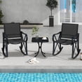 thumbnail image 2 of Gymax 3 Piece Patio Rocking Set 2 Rocking Chairs w/ Tempered Glass Side Table Black, 2 of 10