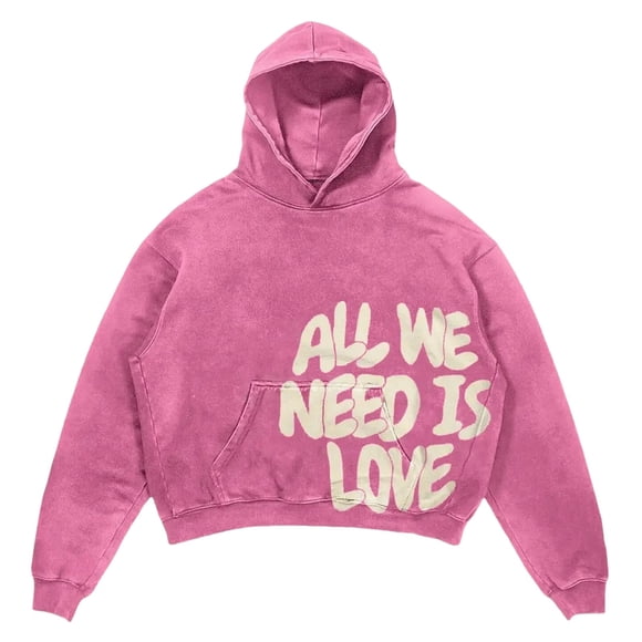 Is All We Need Felpa Donna Con Cappuccio Giacca Con Stampa Lettere Sweatshirt Punk Streetwear Warm Sweatshirts for Women Women Tunic Hoodie Hoodie Hooded Sweatshirt for Travel Hoodies Long Pink S