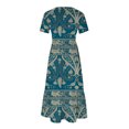 thumbnail image 4 of Dvkptbk Robes d'Été pour Femmes 2024 Mode Décontractée Bohème à Fleurs Robes de Plage Manches Courtes Col Rond Robe d'Été Fluide Maxi Robe de Plage Longue Robe Midi de Plage avec Poches P-2TG, 4 of 4