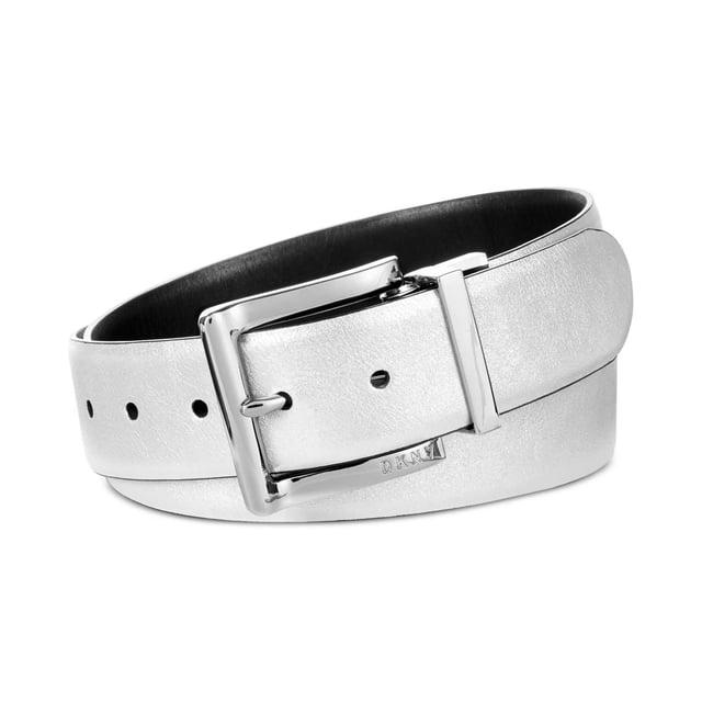 DKNY Ceinture de Pantalon Réversible pour Femmes, Argent, Très Grand