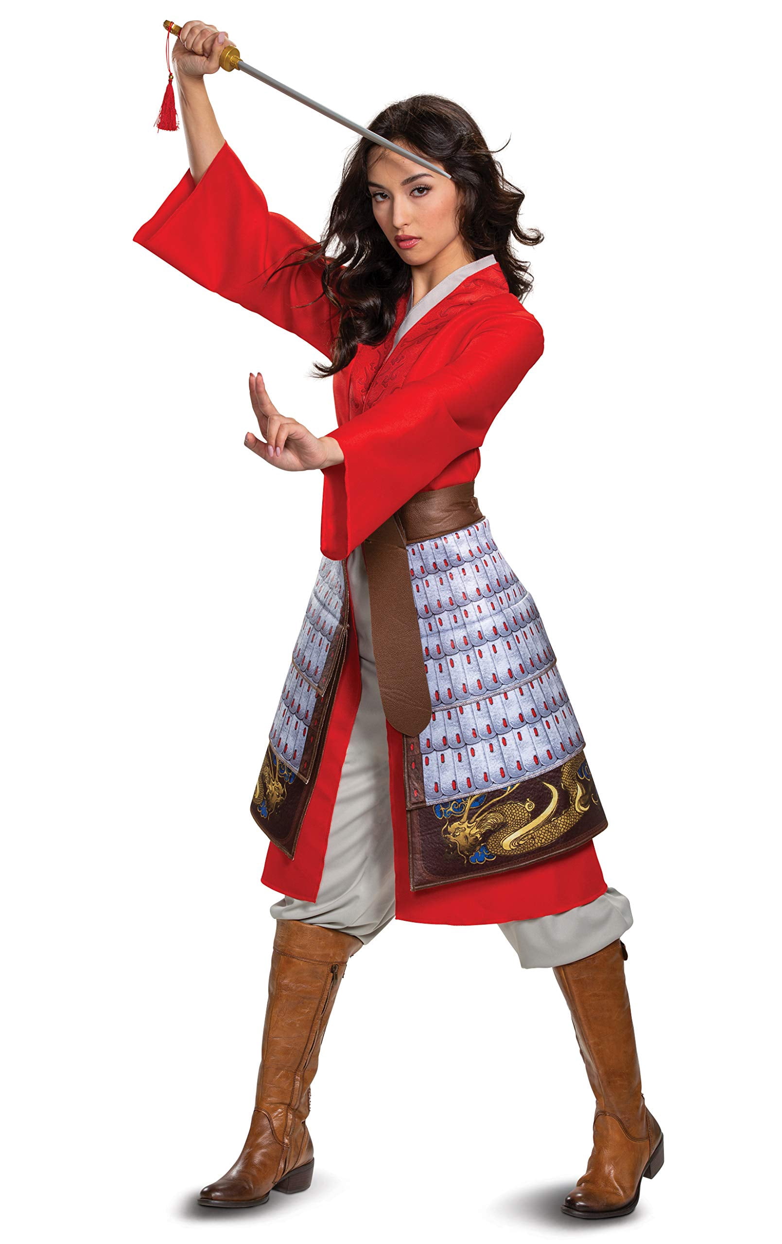 Mulan Déguisement Rouge de Héros de Luxe pour Femme