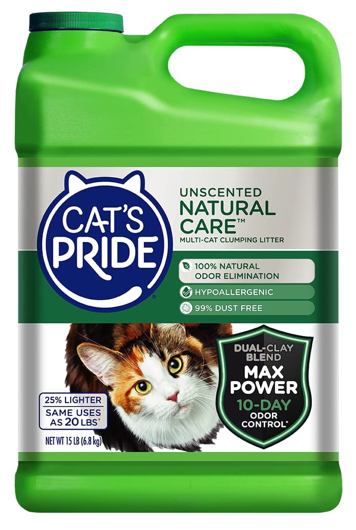 Cat's Pride Max Power Clumping Hypoallergenic Multi-Cat Litter 15 Pounds Natural Care