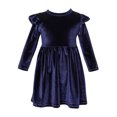 thumbnail image 2 of LSLJS Infant Toddler Girls Solid Color Single Sided Velvet Lace Long Sleeves Ruched Dress, Baby Outfits, 2 of 5