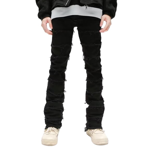 WEAIXIMIUNG Wool Pants Men's Slim Fit Stretch Jeans Ripped Skinny Jeans for Men Distressed Straight Leg Fashion Comfort Flex Waist Pants
