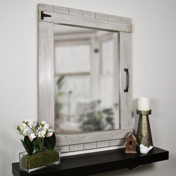 FirsTime & Co. Weathered Barn Accent Wall Mirror, 32" x 24", Rustic Gray