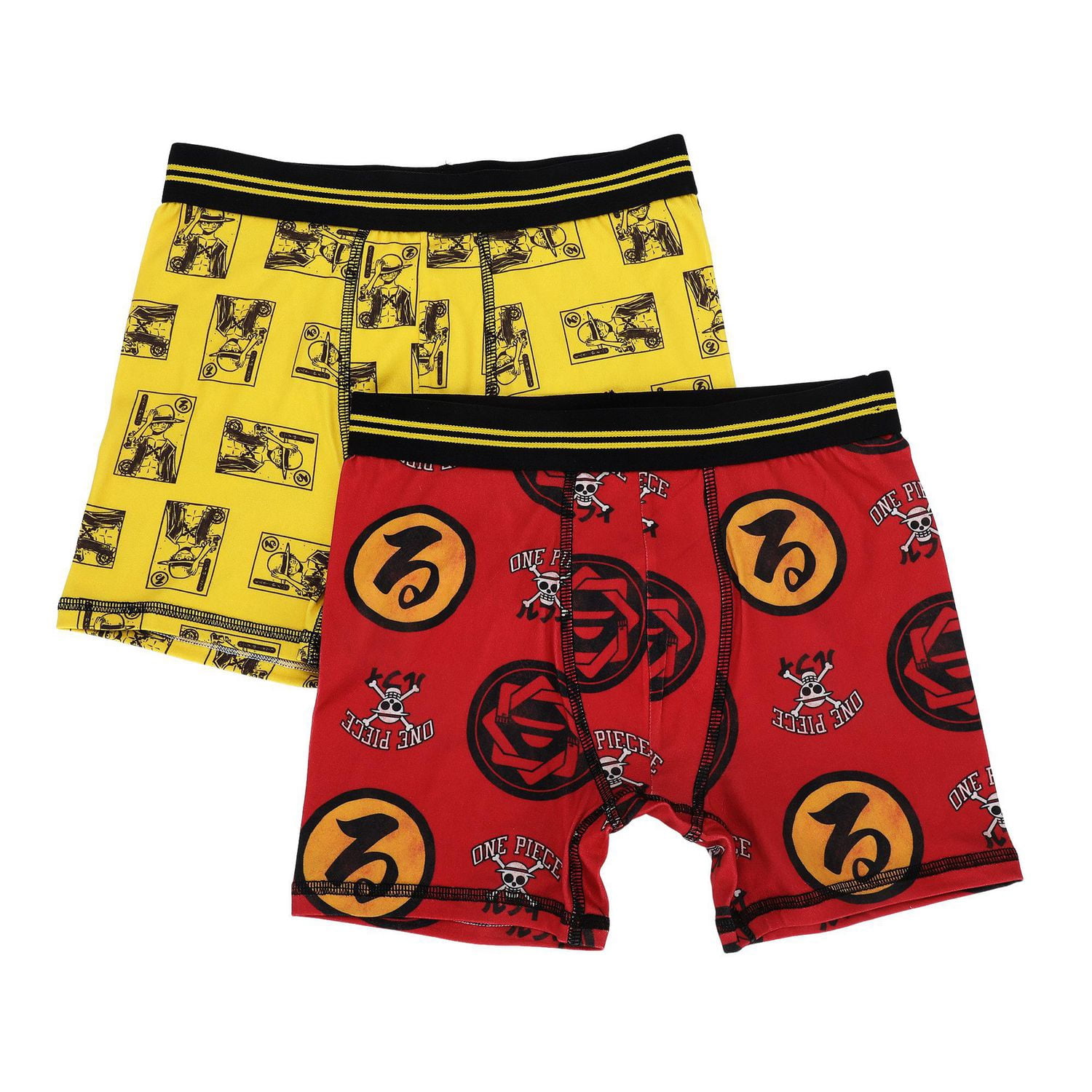 One Piece Caleçons Boxeurs Imprimés Affiche De Recherche De Luffy Et Jolly Roger Pour Garçons, Paquet De 2