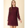 thumbnail image 3 of INSPIRE CHIC Women's Floral Print Lace Ruffle Crew Neck Casual Mini Dress, 3 of 6