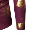 thumbnail image 4 of Pompotops Chemise Habillée de Soirée pour Homme, Boîte de Nuit, Brillante Dorée, Imprimé 3D de Roses, Coupe Ajustée, Boutonnée, en Solde, 4 of 8