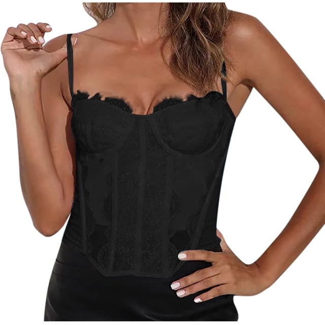 LLYwey Full-Coverage Bras On Clearance Solid Lace Suspender Wrapped Around Chest Waist and Backless Bra with Sheer Mesh and Zipper Closure Women's Plus Size Nylon Longline Bra Style LW-92 Black XL