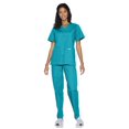 thumbnail image 3 of Landau Women's Essentials Snap Front Scrub Top, Classic Relaxed Fit, V-Neck, 4 Pockets, 3 of 6