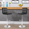 thumbnail image 3 of Set of 2 Bar Stool, Comfortable Swivel Adjustable PU Leather Bar Chair with Backrest, Soft Cushioned Seat, Footrest, Sturdy Metal Frame, Barstools for Kitchen, Pub (Black, White, Brown, Red), 3 of 8