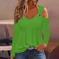 thumbnail image 2 of Yuyuzo Womens Tunic Tops Cold Shoulder Long Sleeve Shirts Loose Solid Color Lightweight Tee Tops, 2 of 5
