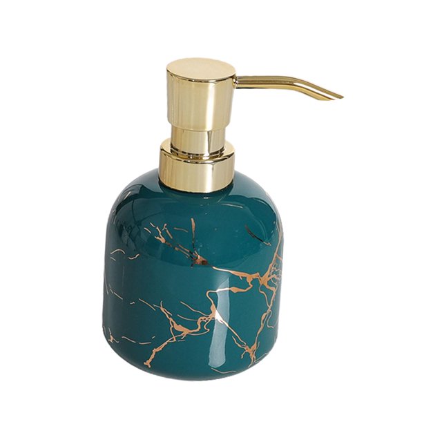 Distributeur de Savon Liquide en Céramique avec Pompe Réutilisable Bouteille de Pompe Liquide Polyvalente Verte