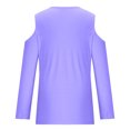 thumbnail image 5 of Yuyuzo Womens Tunic Tops Cold Shoulder Long Sleeve Shirts Loose Solid Color Lightweight Tee Tops, 5 of 5