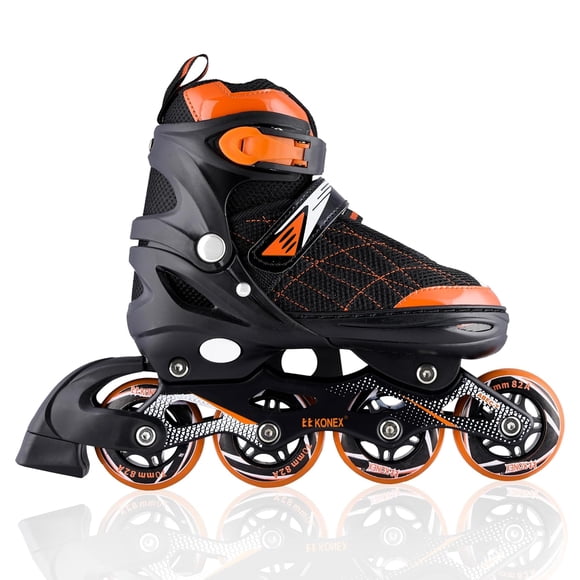 Konex 4 Wheel Inline Skates | Adjustable Pu Wheel Roller Skating Shoes For Boys & Girls (Large, 35-38, Orange) Enjoy Stability & Speed With High-quality Components | 1 Pair Adjustable Inline Skate