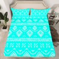 thumbnail image 2 of Erosebridal Bohemian Aztec Bed Sheets Queen, Tribal Geometric Pattern Bedding Queen Size, Cyan Blue 4 Pieces, 2 of 7