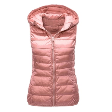 Pisexur Women's Weighted Vest Outdoor Quilted Winter Vest Removable Hooded Puffer Sleeveless Jacket Padded Outerwear Vest for Golfing Hiking