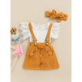 thumbnail image 4 of Honganda Girls Flying Sleeve Romper + Solid Color Suspender Skirt + Headband, 4 of 9