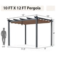 thumbnail image 3 of Gymax Auvent Rétractable en Aluminium pour Pergola Extérieure 10 X 12 Pi Abri Treillis à Vignes Brun, 3 of 10