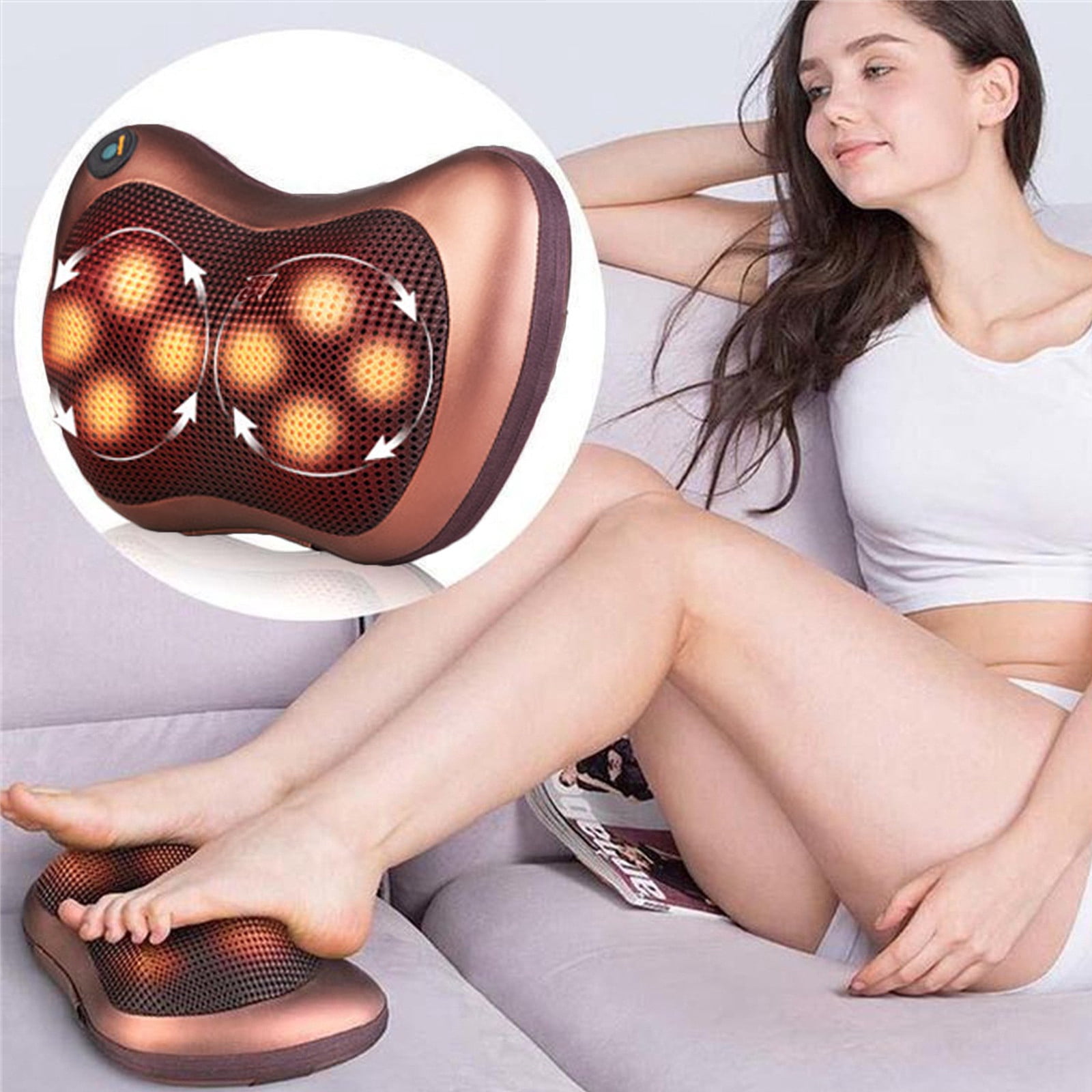 Dvkptbk Shiatsu Neck and Back - 8 Heated Rollers Kneading Massage Pillows for Shoulders, Lower Back, Calf, Legs, Foot - Relaxation Gifts for Men, Women