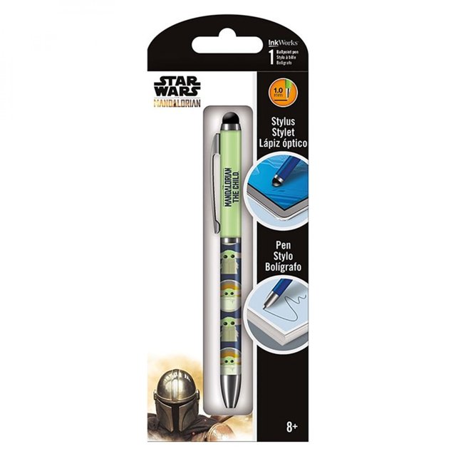 The Mandalorian The The Mandalorian 810168 The Child Child Stylet Présentant un design Multicolore avec des images de Star Wars. le Stylet Comprend une Pointe de Stylet pour l'Utilisation sur Écran Tactile et un Point-Bille pour Écrire. Emballé dans une Boîte de Marque avec des illustrations de The Mandalorian et The Child. Convient aux 8 Ans et Plus.