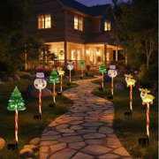 Dvkptbk Solar Lights 6-Pack of Moving Christmas Lights LED Waterproof Solar Christmas Lights Outdoor Decorations Solar Courtyard Tree Snowman Reindeer Lamps & Lighting Home Essentials