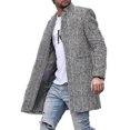thumbnail image 1 of LUXUR Manteau Trench à Col à Revers pour Homme Caban d'Affaires pour les Vacances Gris m, 1 of 2