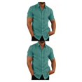 thumbnail image 2 of pitrice Chemise Homme à Simple Boutonnage Été Boutonnée Col Rabattu Chemises Polyester Mode Vêtements Cadeau d'Anniversaire Bleu Lac TTTG 2Set, 2 of 6