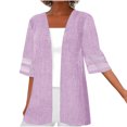 thumbnail image 1 of Meichang Summer Cardigans for Women 3/4 Sleeve Mesh Patchwork Kimono Cardigans Solid Lightweight Open Front Cardigans Plus Size Loose Beach Wear Cover Ups, 1 of 5