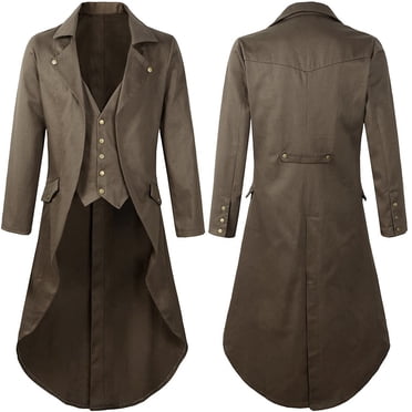 Hinvhai Mens Long Jacket Clearance Tailcoat Costume Vintage Tuxedo Coats for Party Wedding Daily Coffee 6(M)