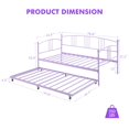 thumbnail image 3 of EDTara Steel Slat Support Metal Daybed, Elegant Arched Headboard Design, Easy Assembly for Guest Room, 3 of 7