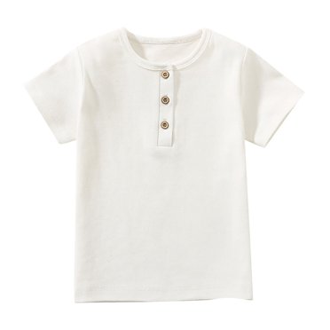 Pisexur Toddlers and Boys' Cotton Short-Sleeve T-Shirts Pocket Button Crew Neck Tee Short-Sleeve Shirts